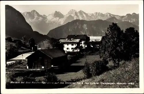 Ak Melleck Schneizlreuth Berchtesgadener Land, Blick auf das Unkener Tal u. den Loferer Steinbergen