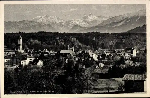 Ak Traunstein in Oberbayern, Watzmann u. Hochkalter, Panorama