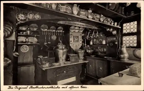 Ak Nürnberg in Mittelfranken, Bratwurstglöcklein, Original Rostbratwurstküche mit offener Esse