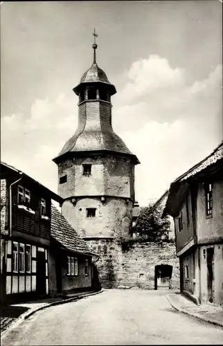 Ak Themar Thüringen, Alter Hexenturm mit Stadtmauer