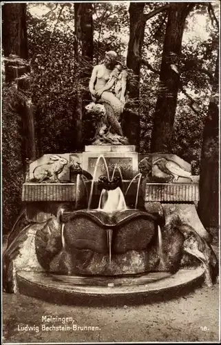 Ak Meiningen in Thüringen, Ludwig Bechstein-Brunnen