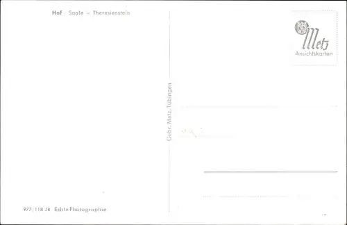 Ak Hof an der Saale Oberfranken Bayern, Theresienstein