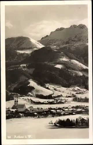 Ak Aschau im Chiemgau Oberbayern, Winterpanorama