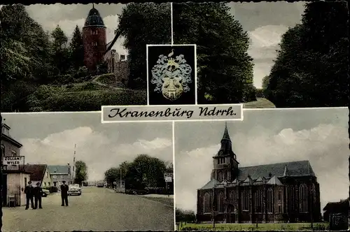 Ak Kranenburg am Niederrhein, Zollamt, Kirche, Wappen