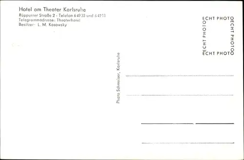 Ak Karlsruhe in Baden, Hotel am Theater, Stadtschenke