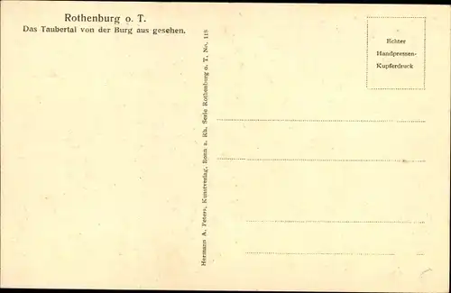 Ak Rothenburg ob der Tauber Mittelfranken, Das Taubertal von der Burg aus gesehen