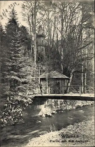 Ak Bad Wildbad im Schwarzwald, In den Anlagen, Brücke