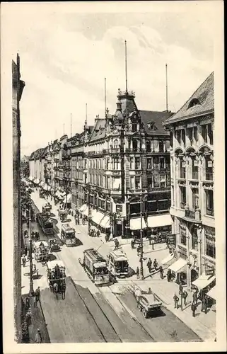 Ak Berlin Mitte, Leipzigerstraße, Ecke Wilhelmstraße, Verkehr, Straßenbahnen