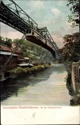 Ak Elberfeld Wuppertal, Schwebebahn, An der Haspeler Brücke