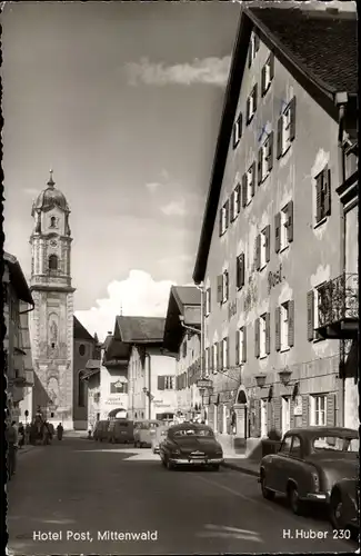 Ak Mittenwald in Oberbayern, Hotel Post