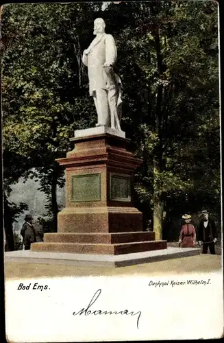 Ak Bad Ems an der Lahn, Denkmal Kaiser Wilhelm I.
