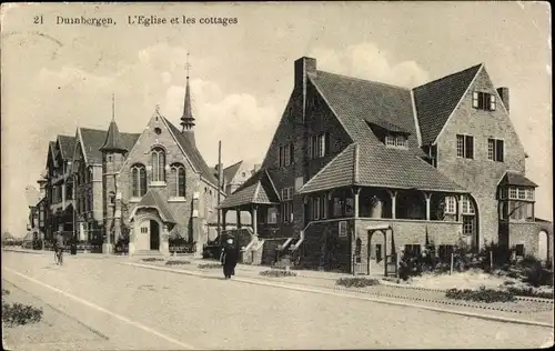 Ak Duinbergen Knokke Heist Westflandern, L'Église et les cottages