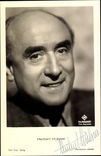 Ak Schauspieler Herbert Hübner, Portrait, Autogramm