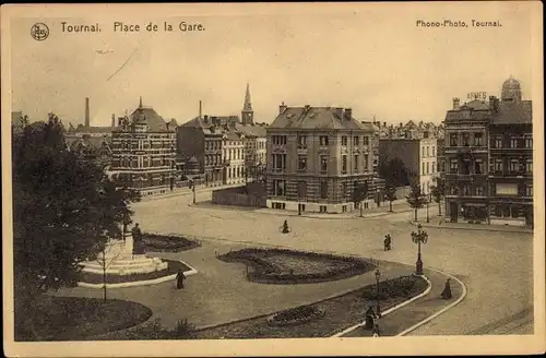Ak Tournai Wallonien Hennegau, Place de la Gare