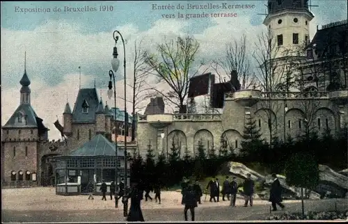 Ak Bruxelles Brüssel, Exposition 1910, Entree de Bruxelles Kermesse vers la grande terrasse