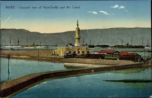 Ak Port Tewfik Suez Port Ägypten, and the Canal