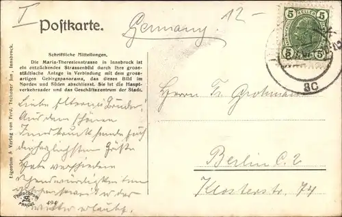 Ak Innsbruck in Tirol, Maria Theresiestraße, Passanten, Geschäfte