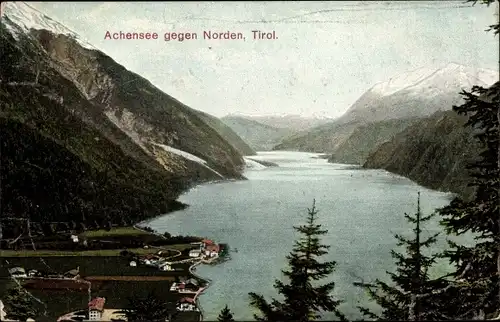 Ak Tirol, Achensee gegen Norden, Landschaftspanorama