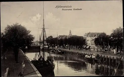 Ak Hellevoetsluis Südholland, Panorama Oostkade