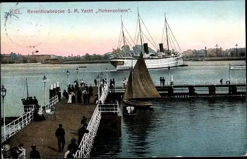 Ak Kiel, Reventlowbrücke, Reventloubrücke, SM Yacht Hohenzollern