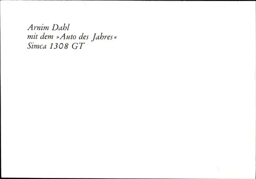 Foto Ak Schauspieler und Stuntman Arnim Dahl, Autokennzeichen HH AD1976