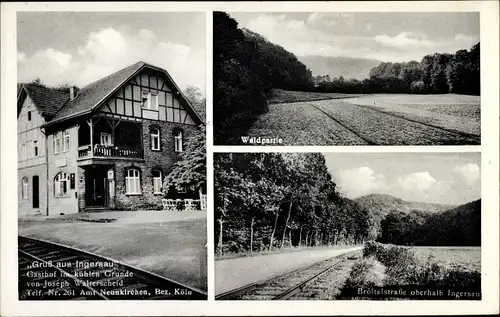 Ak Ingersau Neunkirchen Seelscheid, Bahnhof, Gleisseite, Waldpartie