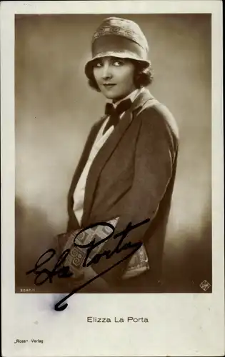 Ak Schauspielerin Elizza La Porta, Portrait, Autogramm