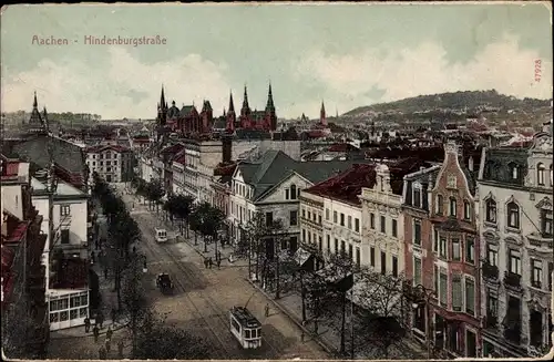 Ak Aachen in Nordrhein Westfalen, Hindenburgstraße, Straßenbahn