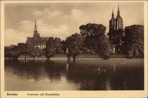 Ak Wrocław Breslau Schlesien, Dominsel und Kreuzkirche