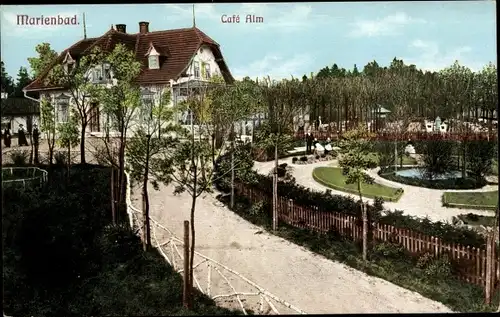 Ak Mariánské Lázně Marienbad Region Karlsbad, Cafe Alm