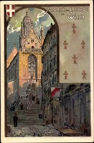 Künstler Litho Wien I. Innere Stadt, Maria am Gestade