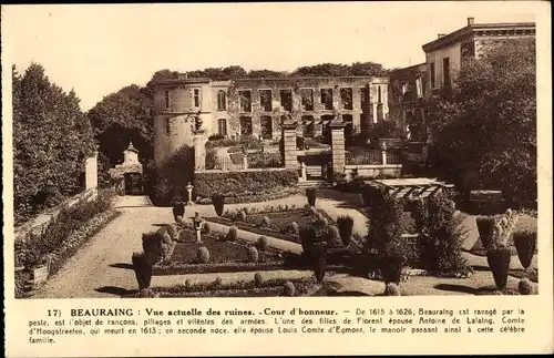 Ak Beauraing Wallonien Namur, Vue actuelle des ruines, Cour d'honneur