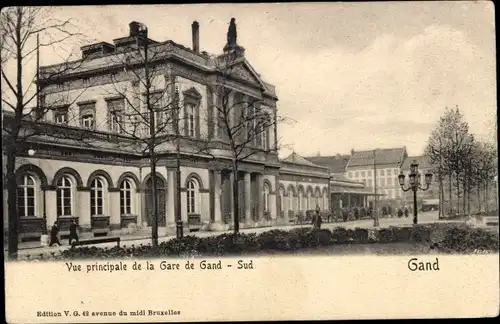 Ak Gand Gent Ostflandern, Vue principale de la Gare de Gand