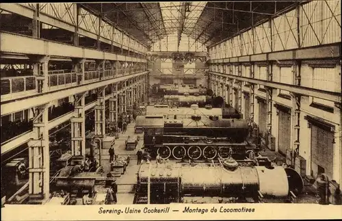 Ak Seraing Wallonien Lüttich, Usine Cockerill, Montage de Locomotives