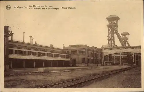 Ak Waterschei Genck Flandern Limburg, Les Atelies des Charbonnages Andre Dumont