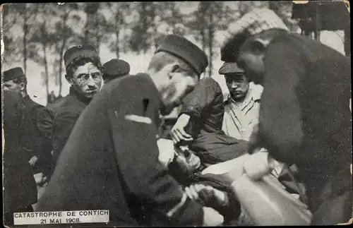 Ak Contich Kontich Flandern Antwerpen, Catastrophe 21 Mai 1908, Eisenbahnunglück, Verletzter