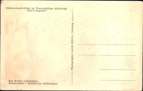 Ak Werfen in Salzburg, Eisriesenwelt im Tennengebirge, Höhle, Thors Eispalast