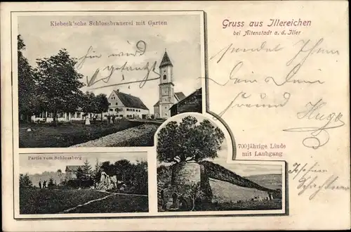 Ak Illereichen Altenstadt an der Iller in Schwaben, Schlossbrauerei, 700 jährige Linde