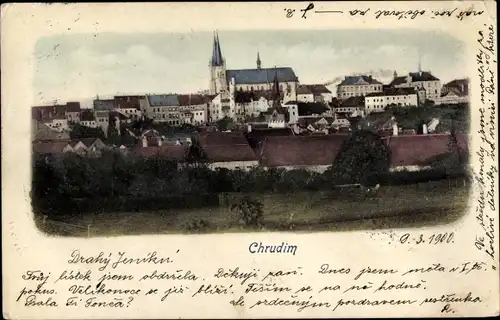 Ak Chrudim Region Pardubice, Totalansicht der Ortschaft