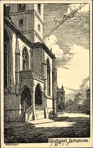 Künstler Ak Elsässer, O., Stuttgart in Baden Württemberg, Stiftskirche