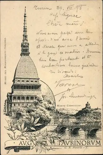 Litho Torino Turin Piemonte, Augusta Taurinorum, Monte Cappuccini