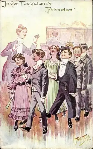 Künstler Ak Thiele, Arthur, In der Tanzstunde, Polonaise, Kinder