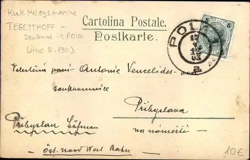 Ak Pola Pula Kroatien, Tegetthoff Denkmal