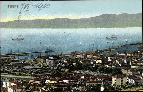 Ak Rijeka Fiume Kroatien, Blick auf den Ort