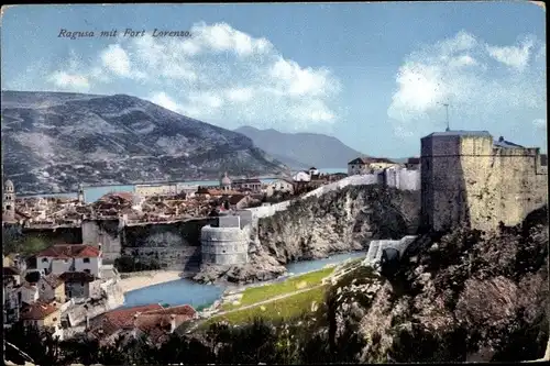 Ak Ragusa Dubrovnik Kroatien, Fort Lorenzo, Stadtansicht, Photochromie Purger 8872