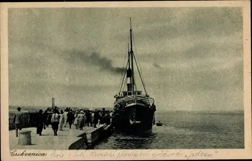 Ak Crikvenica Kroatien, Dampfer im Hafen