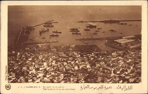 Ak Casablanca Marokko, Le Port, Fliegeraufnahme