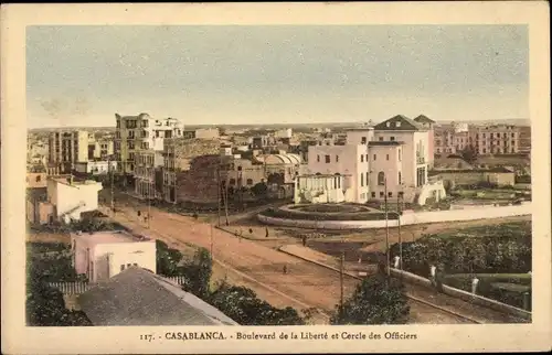 Ak Casablanca Marokko, Boulevard de la Liberte et Cercle des Officiers