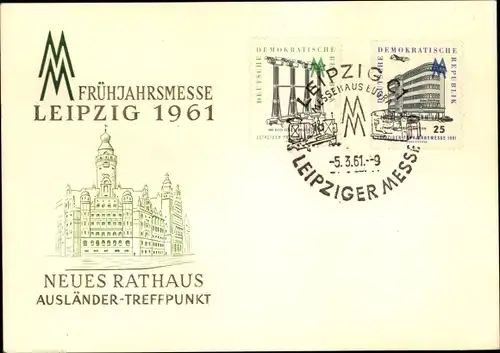 Ak Leipzig in Sachsen, Frühjahrsmesse 1961, Neues Rathaus, Ausländer-Treffpunkt