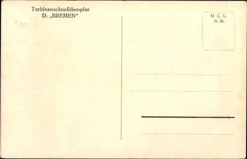 Ak Turbinenschnelldampfer Bremen, Norddeutscher Lloyd Bremen NDL